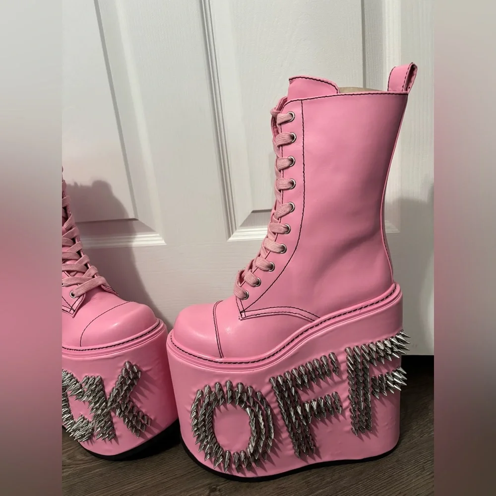 NWOB Dolls Kill / Current Mood Pink Never Censored Platform Boots